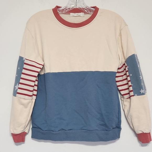 Nora Madison Americana Crewneck Patriotic Sweatshirt July 4th USA 10 To 12 Years - Picture 2 of 9